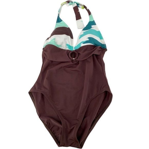One PIece Womens Swim Suit Halter Size 8 Manhatten Beachwear 3276 padded liined - Picture 1 of 6